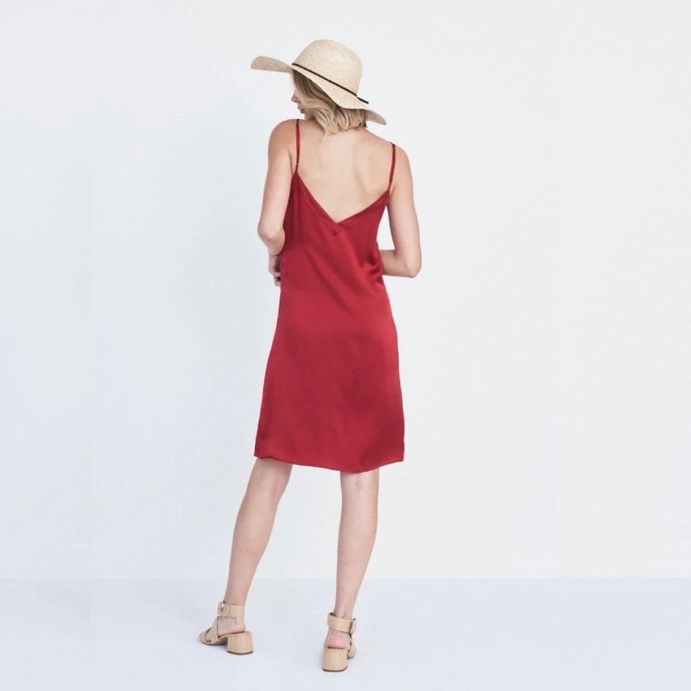 100% silk red slip dress